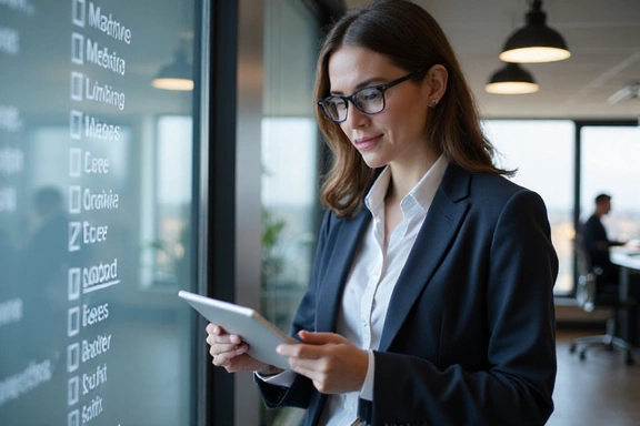 Person using productivity checklist on tablet