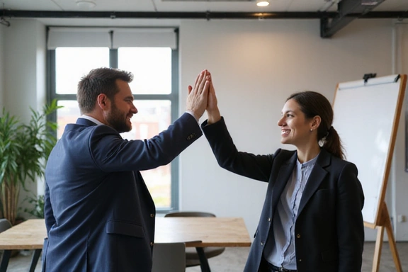 Coach and client celebrating success