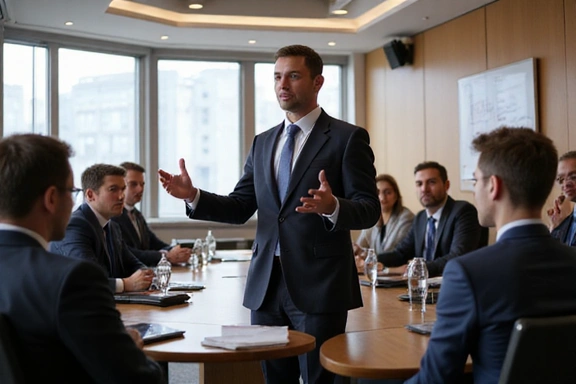 Executive presenting with confidence